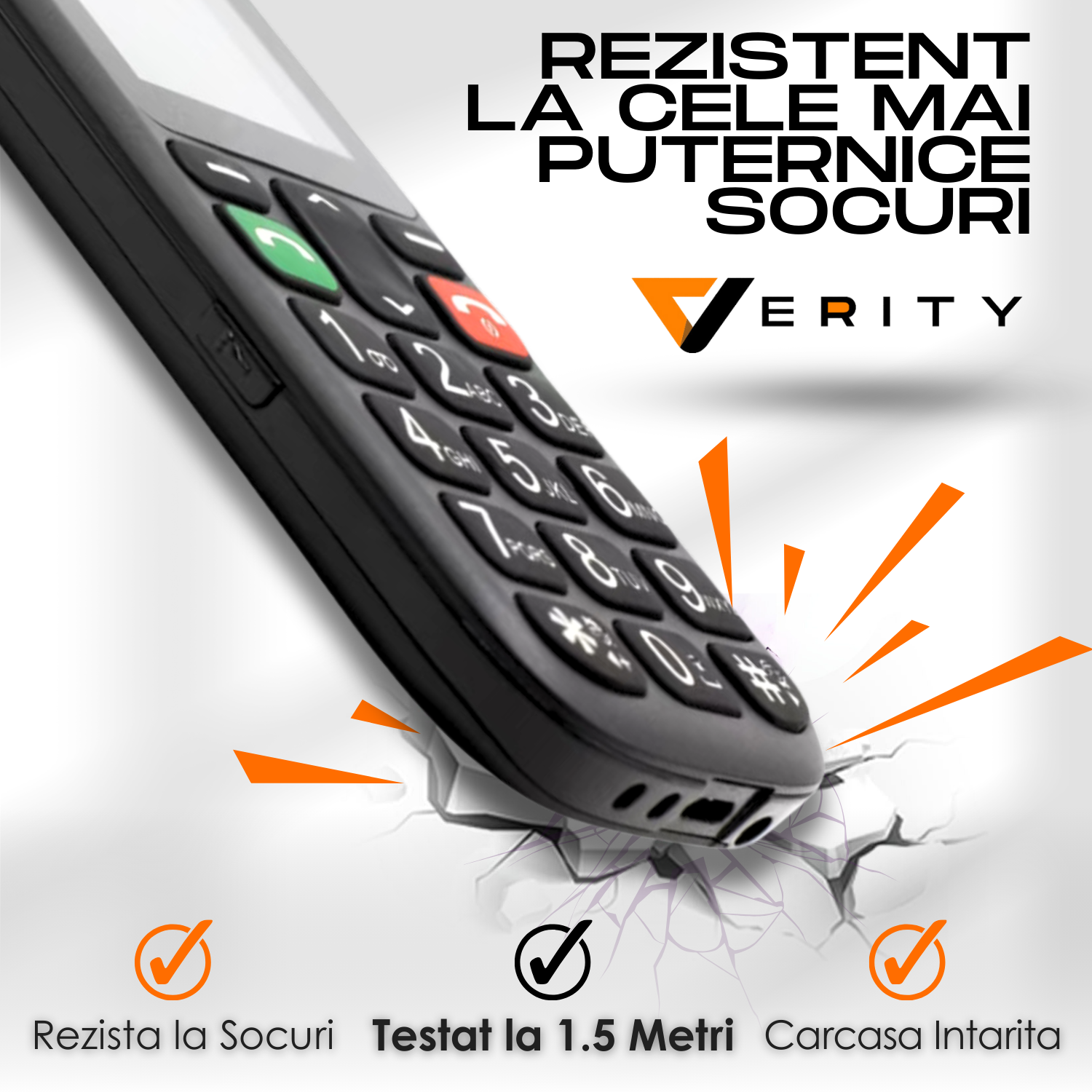 Telefon mobil pentru seniori, dual SIM, taste mari, meniu in limba Romana, buton SOS