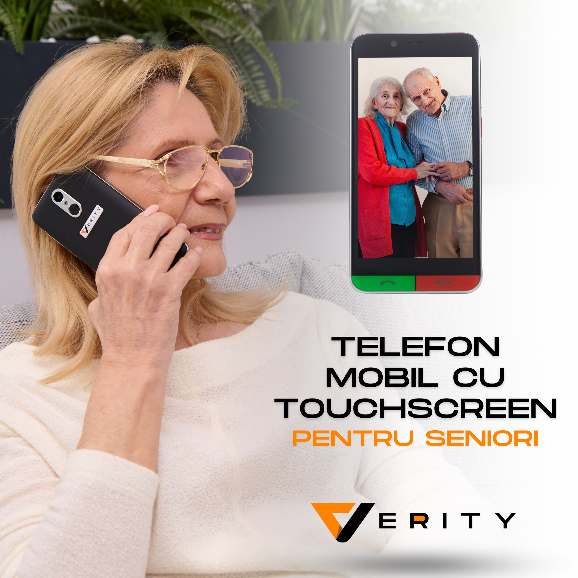 Telefon mobil pentru seniori, Smartphone pentru varstnici, bunici, pensionari, cu meniul in limba Romana, Buton SOS, retea 4G, Stand incarcare