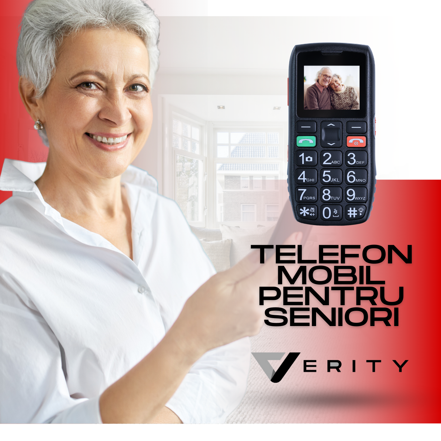 Telefon mobil pentru seniori, cu meniul in limba Romana, taste mari, buton SOS, micro SIM, retea 4G