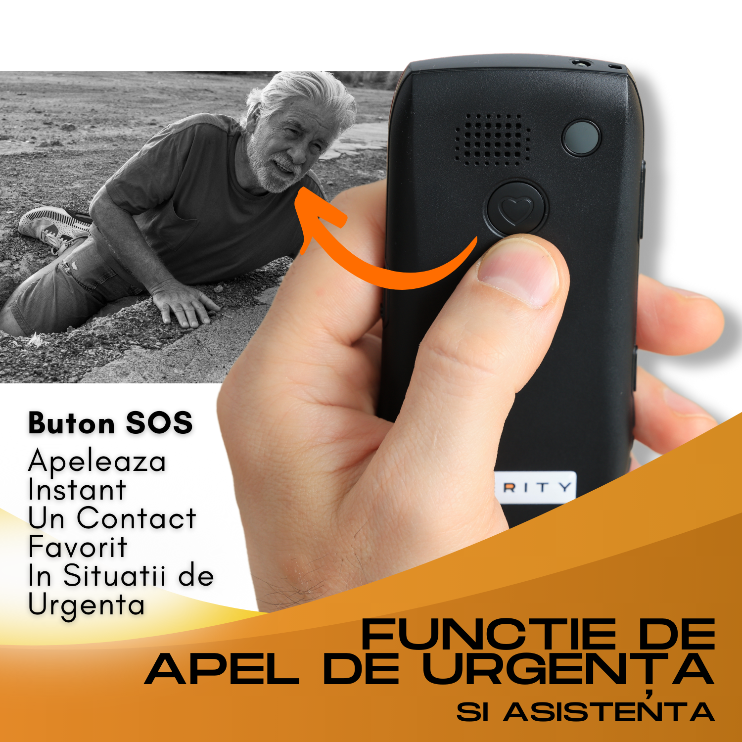 Telefon mobil pentru seniori, cu meniul in limba Romana, Stand pentru incarcare, taste mari, buton SOS, micro SIM, retea 4G