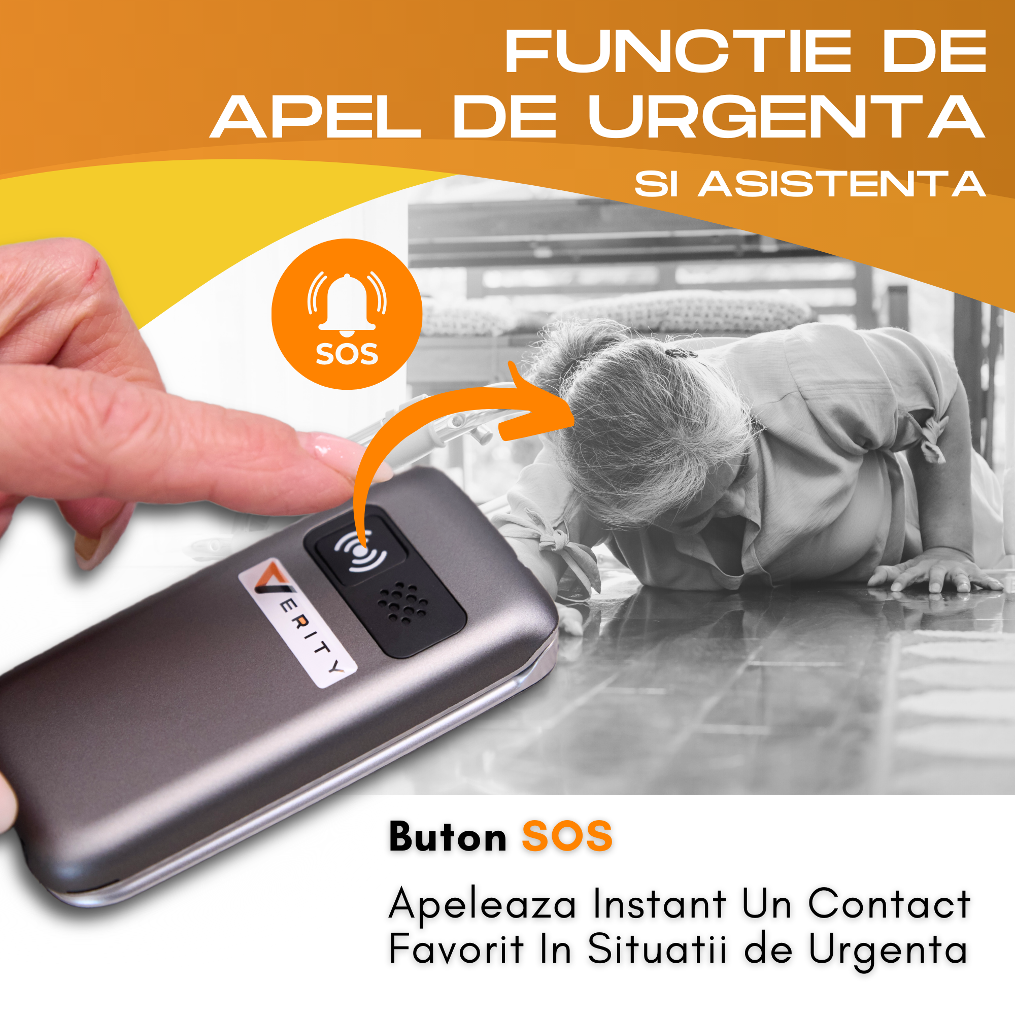 Telefon mobil cu clapeta pentru seniori, meniu in limba Romana, Stand incarcare, Retea 4G, Taste mari, Buton SOS, Micro SIM