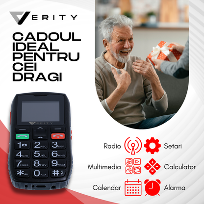 Telefon mobil pentru seniori, model C1, cu meniul in limba Romana, taste mari, buton SOS, micro SIM, retea 4G