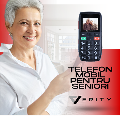 Telefon mobil pentru seniori, model C1, cu meniul in limba Romana, taste mari, buton SOS, micro SIM, retea 4G